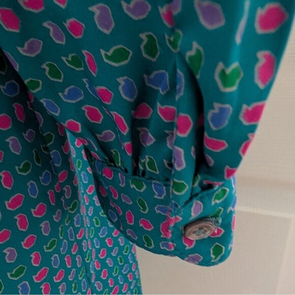 Vintage 80s Talbots Secretary Dress Womens Size 8 Blue Union Made Long Sleeve - Picture 12 of 16